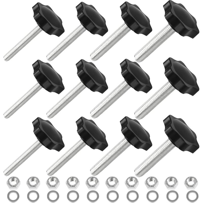 Openfly 28 Sets M4 M5 M6 M8 Star Hand Knob Tightening Screw, Thread Clamping Knob Quick Removal Replacement Parts with Nuts and Washers Stainless Steel Hex Nuts Star Knobs Assortment Kit - Image 1